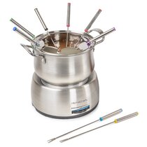 6 Forks Fondue Melting Pot Stainless Steel and Ceramic XIONGGG Electric Chocolate & Cheese Fondue Set with Two Pots 