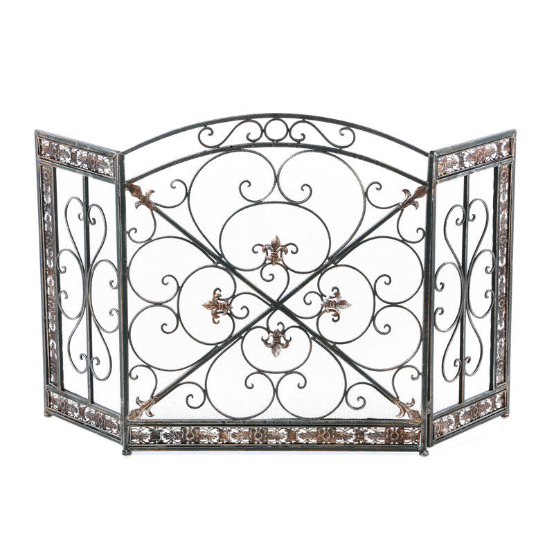 Iron Fireplace Screens aspire fleur de lis 3 panel iron fireplace screen & reviews | wayfair Iron Fireplace Screens aspire fleur de lis 3 panel iron fireplace screen & reviews | wayfair