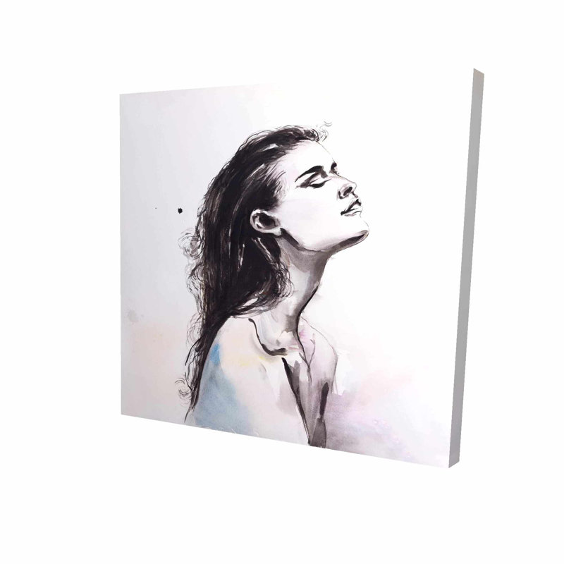 Ebern Designs Beautiful Woman With Raven Hair Oil Painting Print