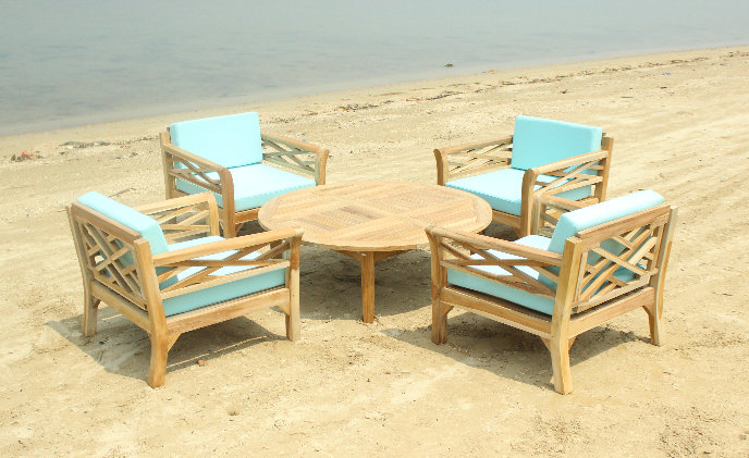Longshore Tides Lorenzo 5 Piece Teak Sunbrella Conversation Set With Cushions Wayfair