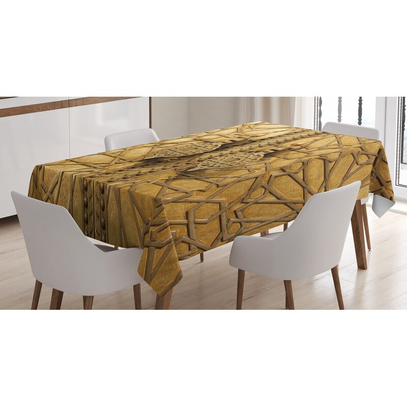East Urban Home Ambesonne Moroccan Tablecloth Main Gates Of Royal Palace In Marrakesh Morocco Travel Tourist Attraction Photo Rectangular Table Cover For Dining Room Kitchen Decor 52 X 70 Pale Brown Wayfair
