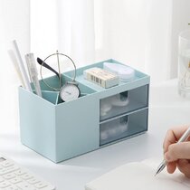Details about   5 Pieces Desk Organizer Translucent Pen Storage Holder Set of 3 with 2 Cups 