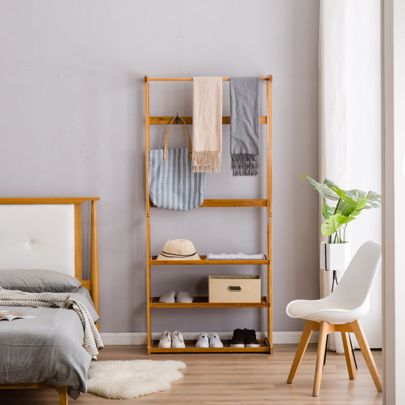 Ivy Bronx Lynton 31 5 W Bamboo Clothing And Garment Rack Wayfair