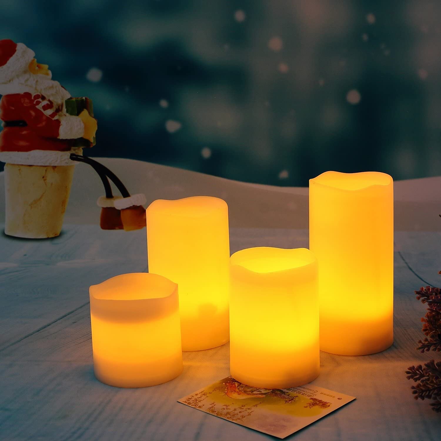 4pc Flameless Candles Battery Operated Flickering LED light Plastic 4'' 
