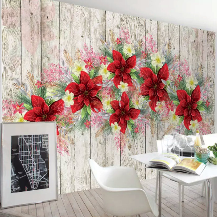 Home Improvement Flower Poinsettia Texture Roller Wall