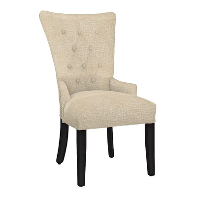 Tufted Upholstered Arm Chair Hekman Body Fabric: 5570-093, Leg Color: Black Satin, Nailhead Color: Dark Nickel