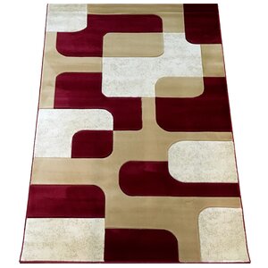 Hand-Carved Red Area Rug
