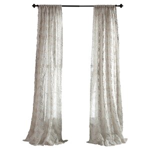 Giselle Damask Semi-Sheer Rod Pocket Single Curtain Panel