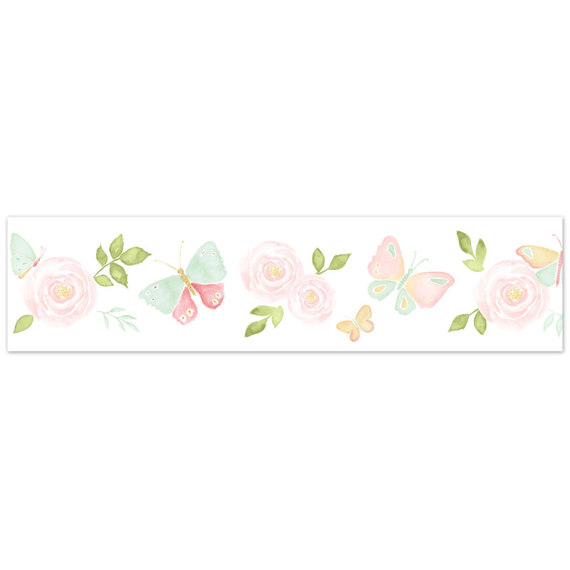 Sweet Jojo Designs Butterfly Floral 15 L X 6 W Wallpaper Border