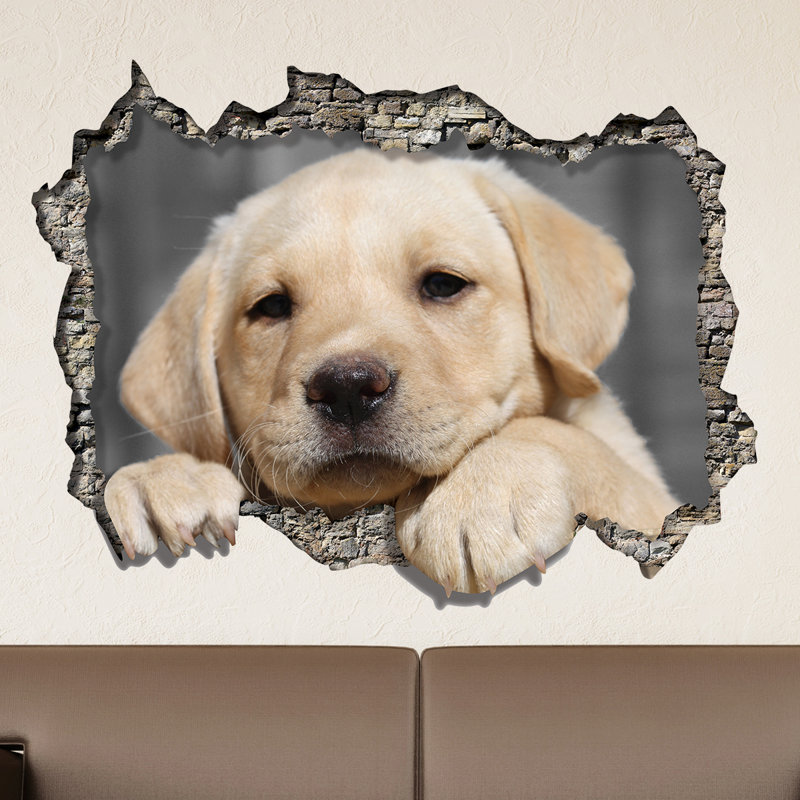 East Urban Home View Through The 3d Wall Dog Wall Decal Reviews Wayfair