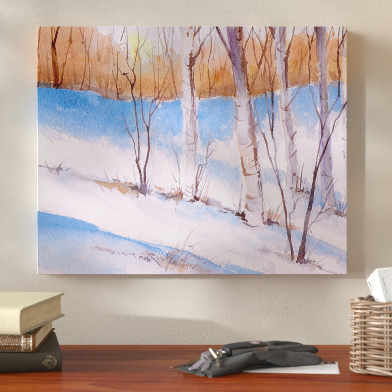 Millwood Pines Birch Trees With Blue Shadows Wrapped Canvas