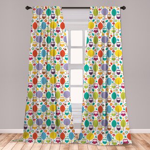 Ambesonne Owls Curtains Cheerful Nature Theme Owl Trees Leafs Mushrooms And Flowers In Lively Colors Window Treatments 2 Panel Set For Living Room