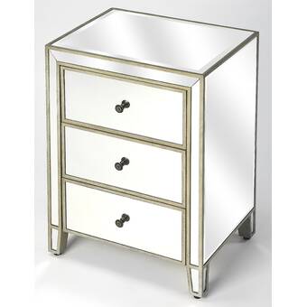 Rosdorf Park Dodd Mirrored 3 Drawer Accent Chest Wayfair