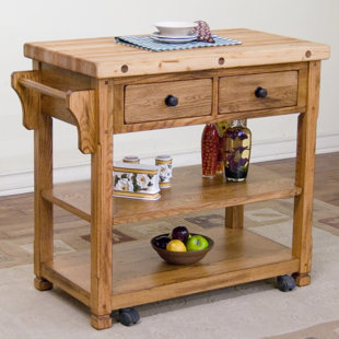 Butcher Block Rolling Cart Wayfair Hearns Kitchen Island With Butcher Block Top