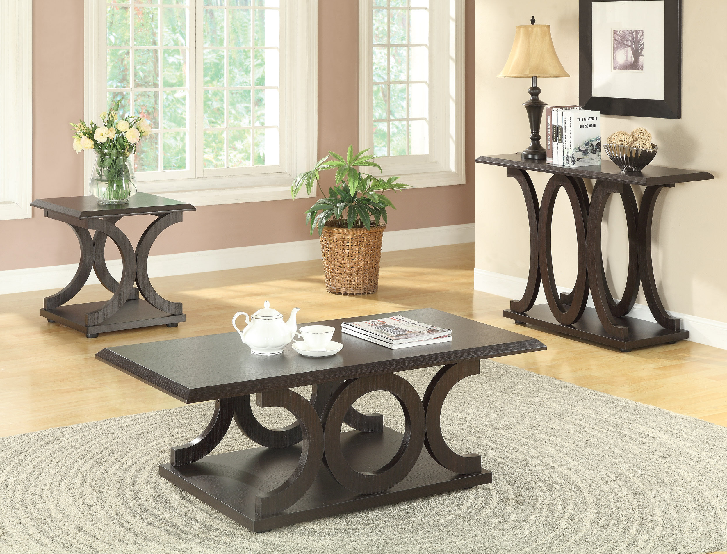 wayfair 2 piece coffee table set