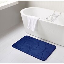 Minimalist Bath Rug with Watercolor Wave Bathroom Accessories Blue Bath Mat