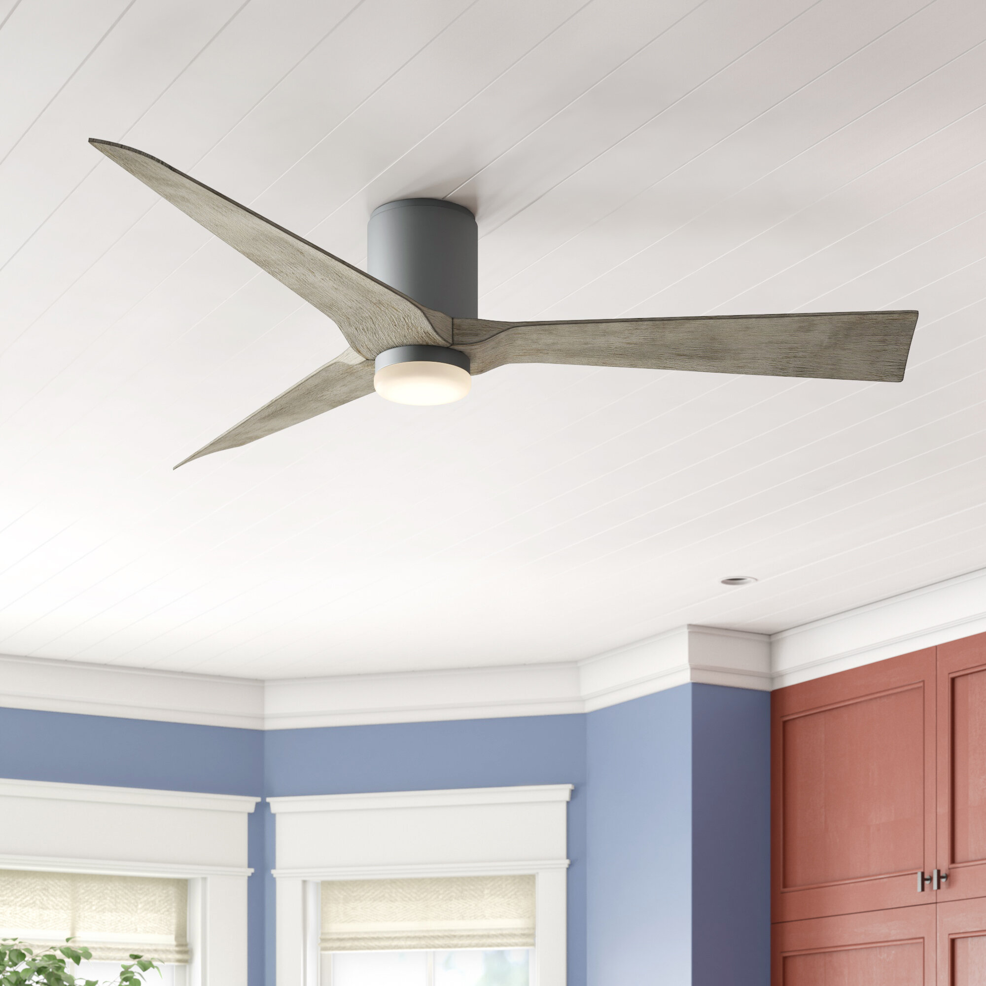 Modern Forms 54 Aviator 3 Blade Outdoor Smart Flush Mount Ceiling Fan With Wall Control And Light Kit Included Reviews Wayfair