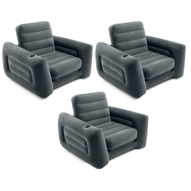 Intex Inflatable Pull Out Sofa Chair Sleeper W Twin Sized Air Mattress 3 Pack Wayfair