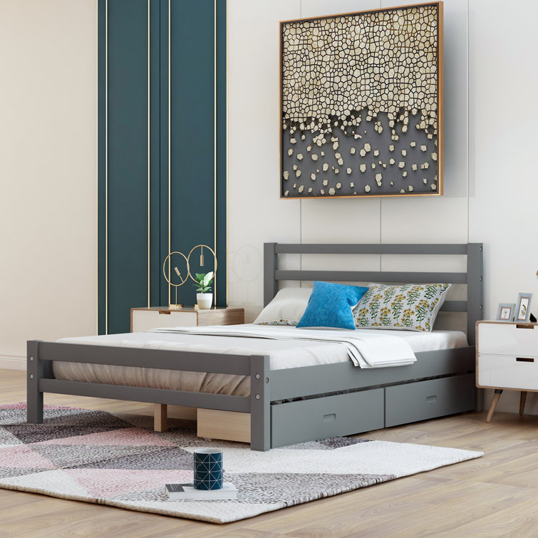 Winston Porter Rowling Solid Wood Low Profile Storage Platform Bed Reviews Wayfair