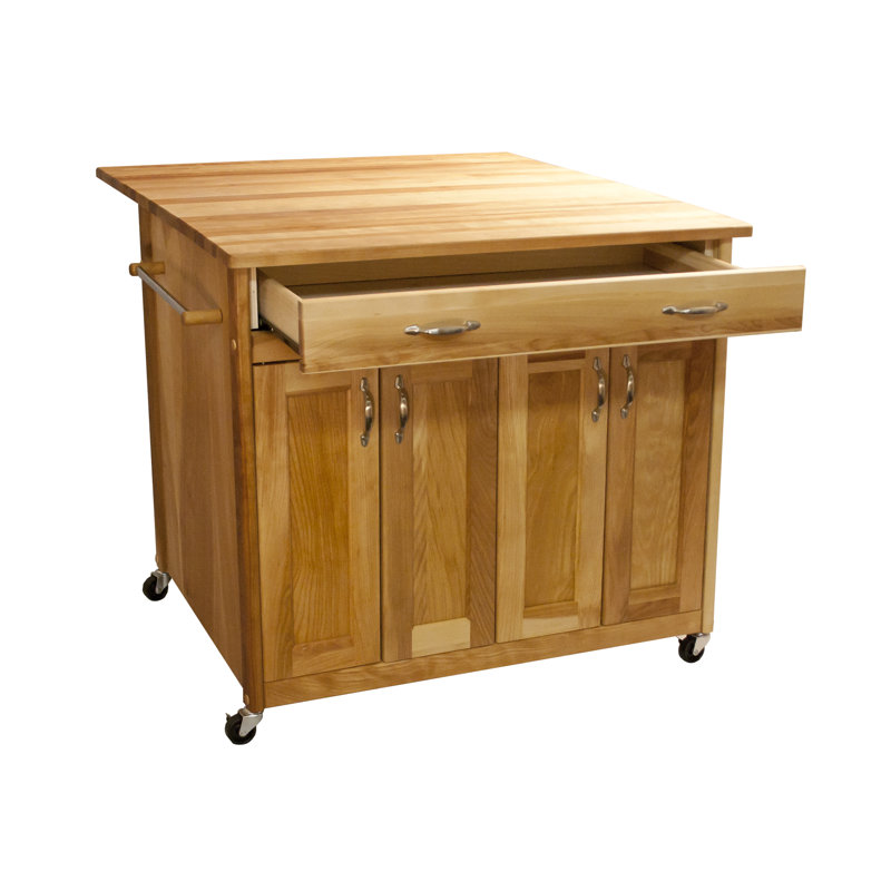 Winston Porter Levar Kitchen Island With Butcher Block Top