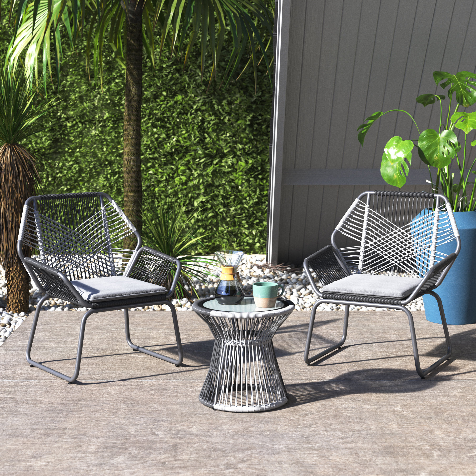 Laszlo Outdoor 3 Piece Rattan Seating Group Reviews Allmodern Laszlo Outdoor 3 Piece Rattan Seating
