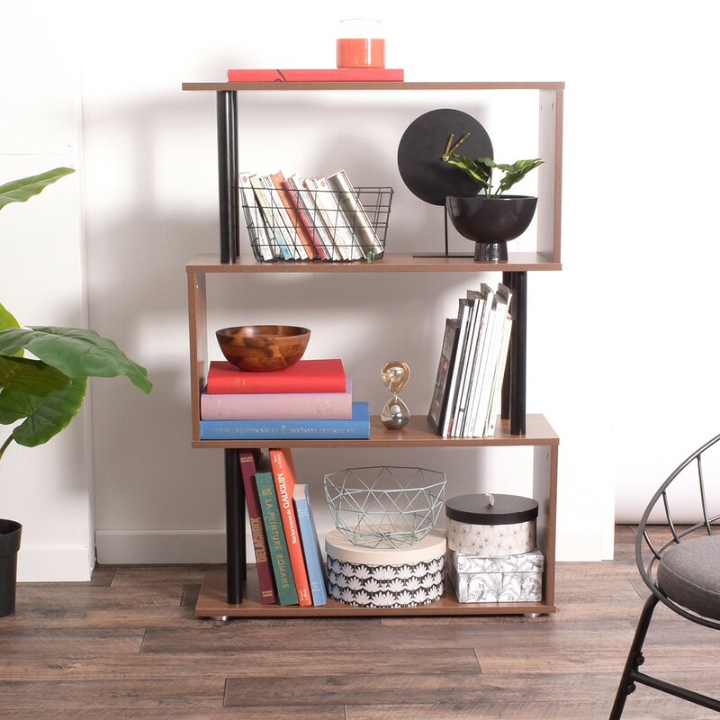 Ebern Designs S Shaped Geometric Bookcase Wayfair