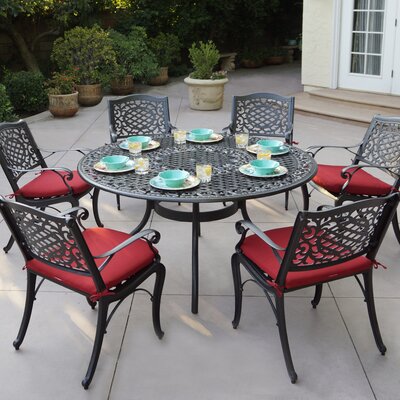 Astoria Grand Apple by 7 Piece Metal Dining Set with Cushions