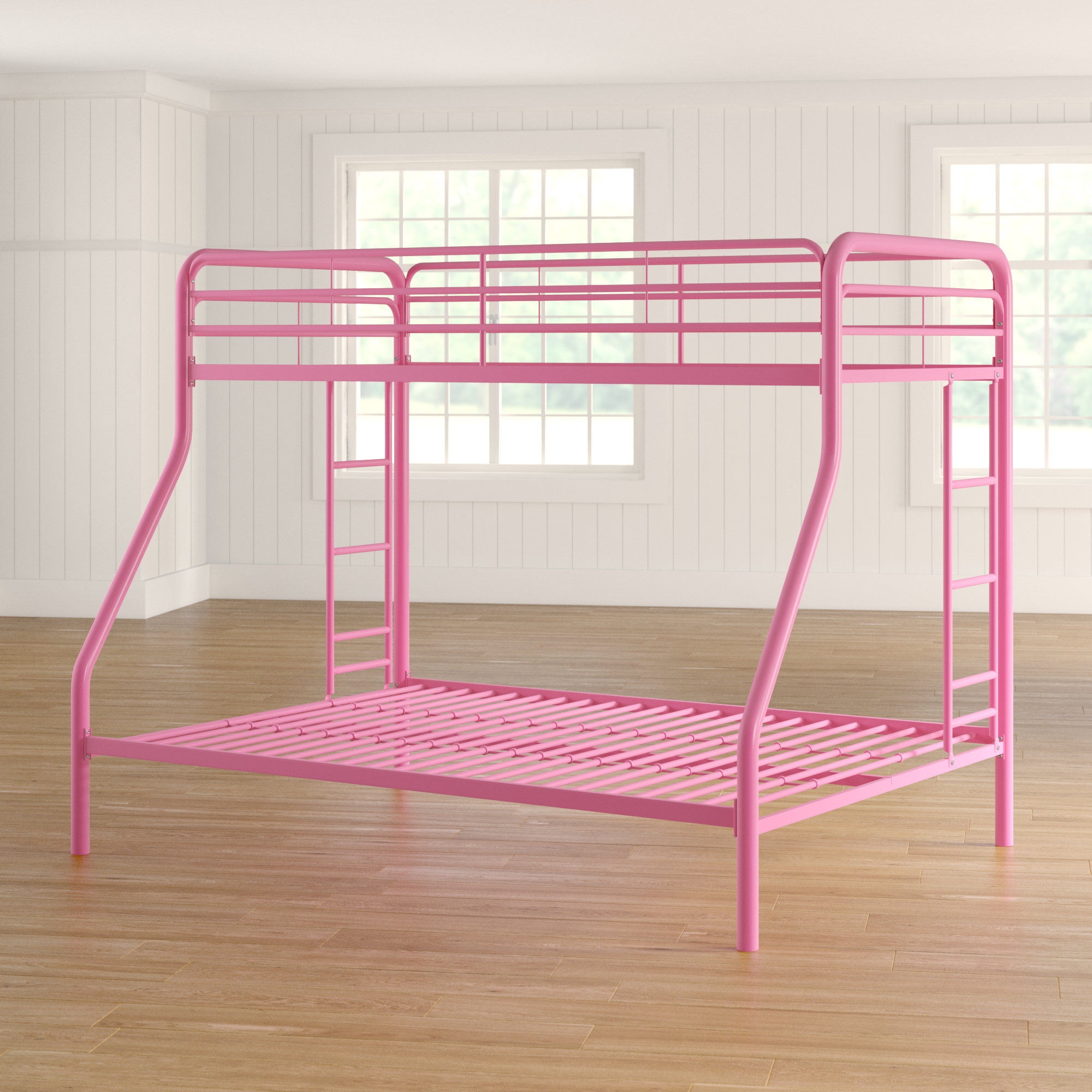 pink twin over full bunk bed