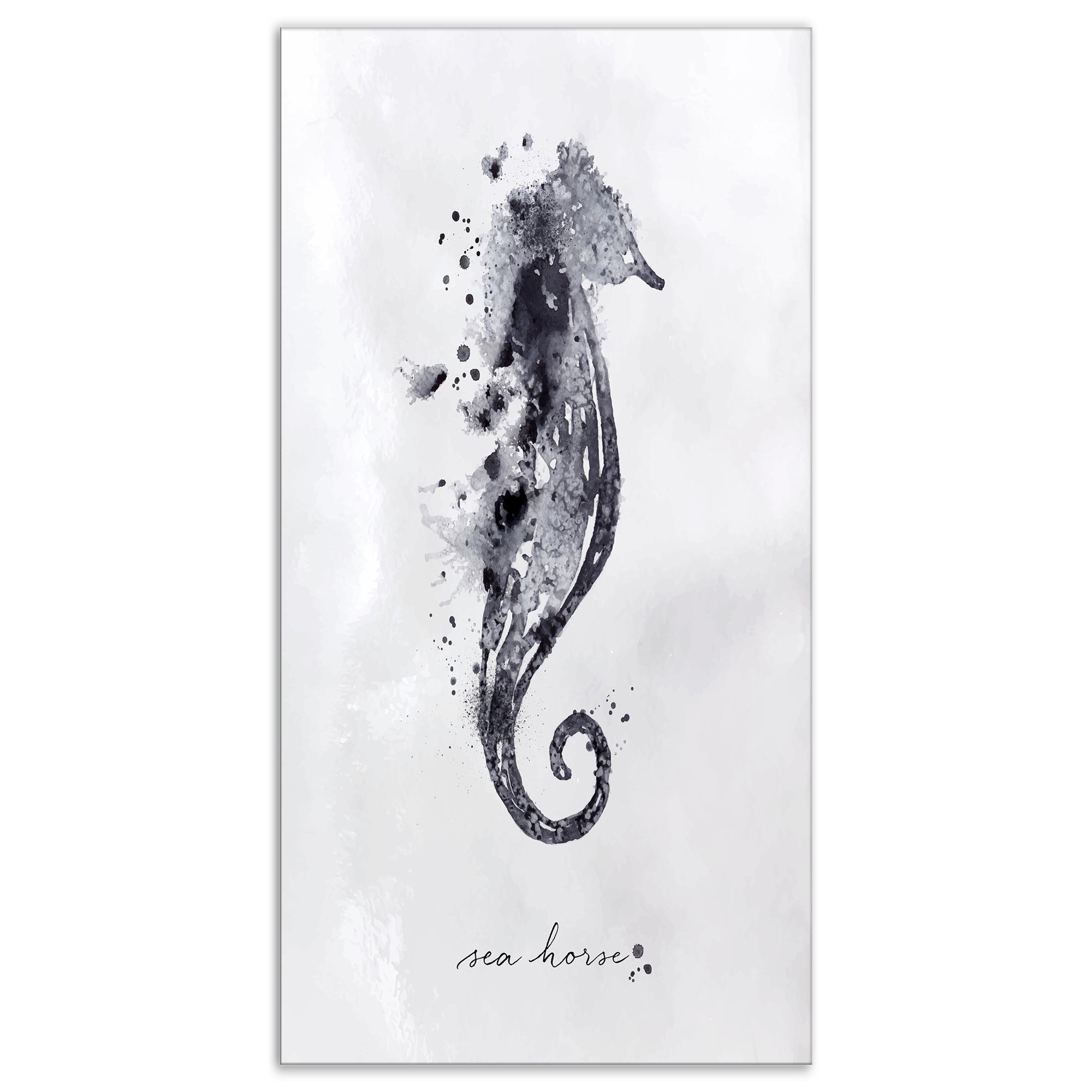 East Urban Home Monotype Seahorse Black Watercolor Painting