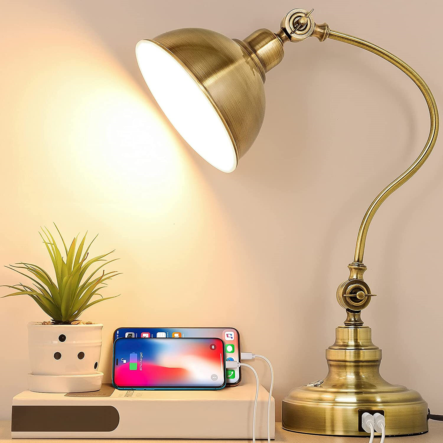 Desk Lamp,LED Eye-Caring Desk Lamp Dimmable Office Lamp with Levels x 3 Color Modes USB Charging Port Table Lamp for Bedroom,Office,Reading,Study