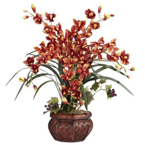 Silk Cymbidium in Decorative Vase