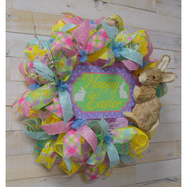 TRM Easter Bunny Cottontail Door Wall Wreath