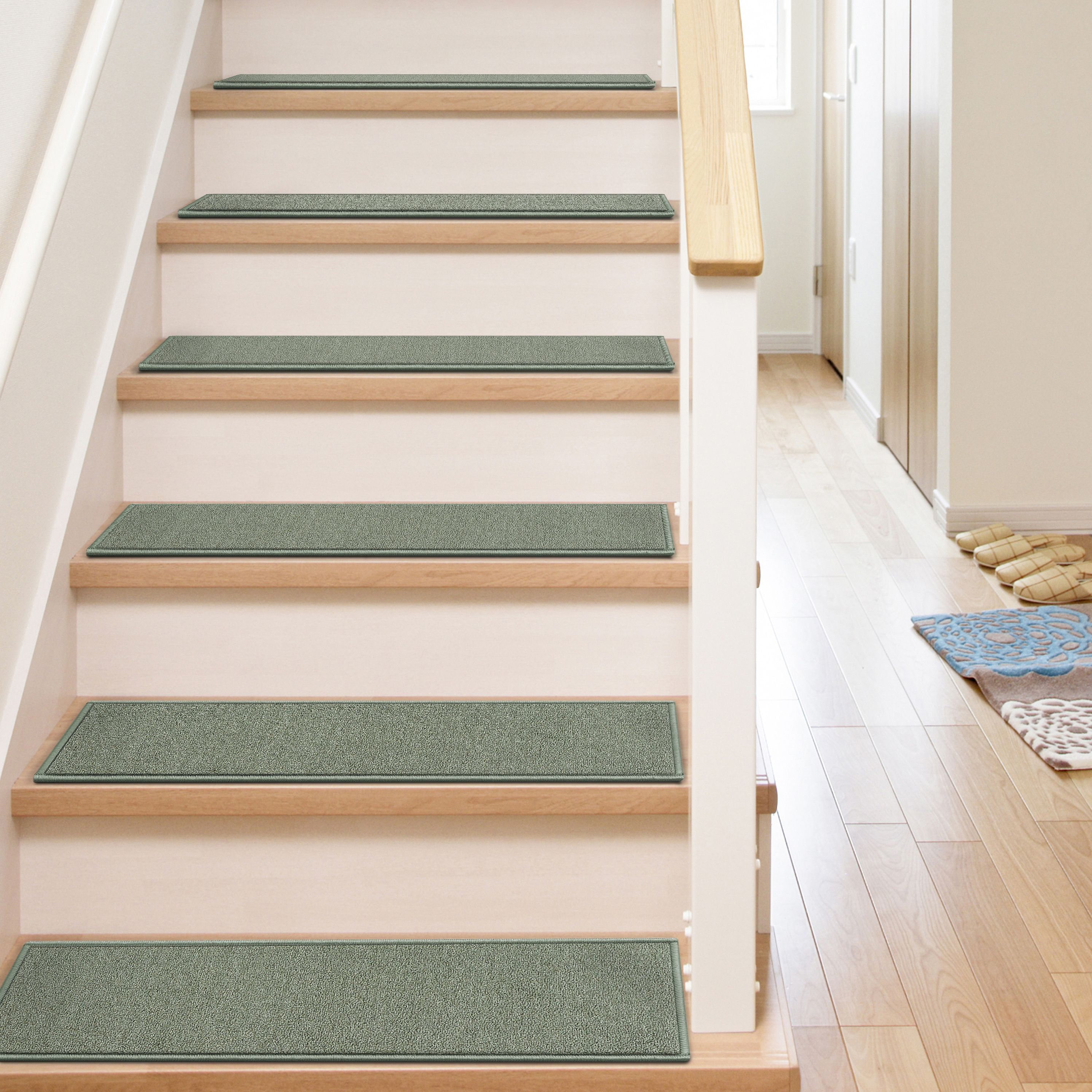 Sets of 4 Nonslip Stair Treads Blue Sage Burgundy Sand Safety Stair Rugs Carpet 