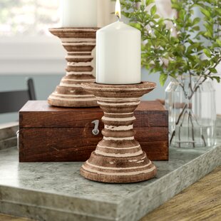 View Wooden Candlestick Set of