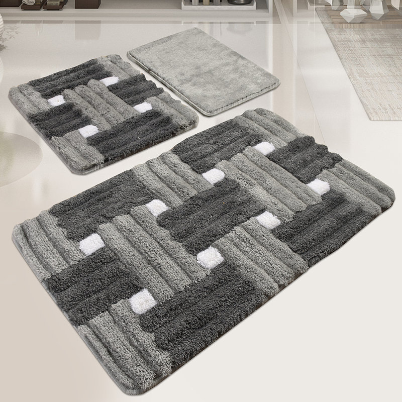 Corrigan Studio Armenta Piazza Rectangle Natural Non Slip Geometric 3 Piece Bath Rug Set Reviews Wayfair