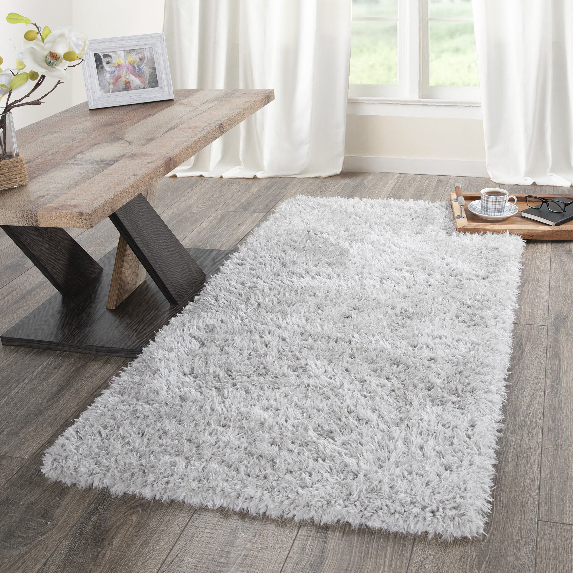 Wrought Studio Costantino Fuzzy High Pile Gray Area Rug Reviews Wrought Studio Costantino Fuzzy High