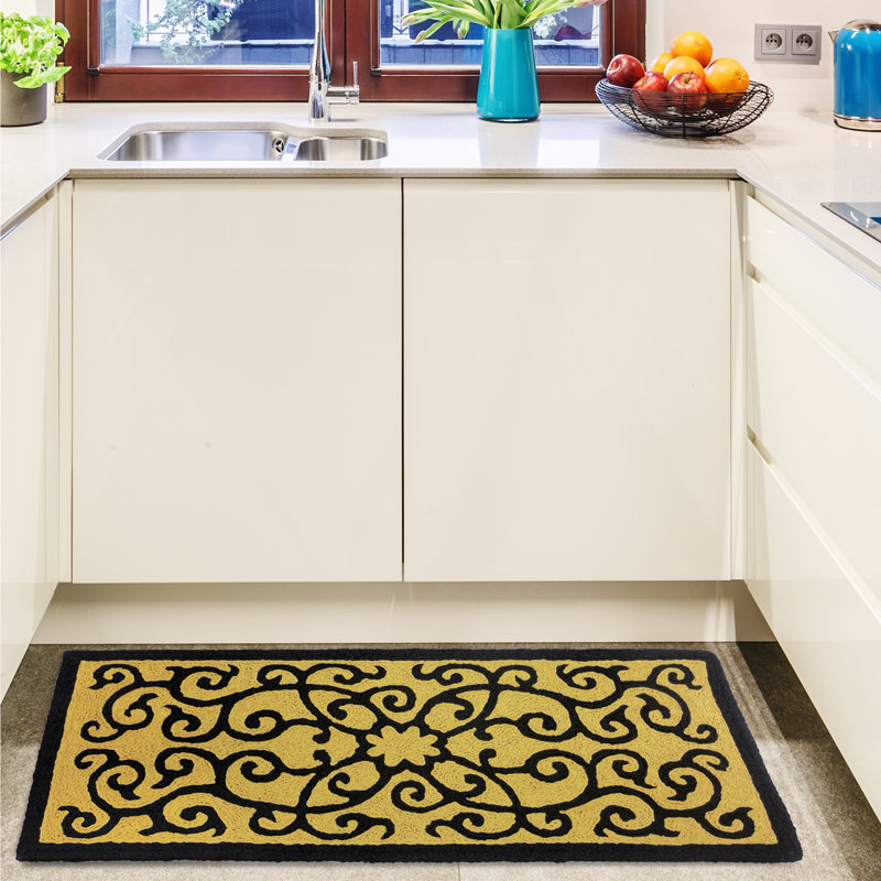 Fleur De Lis Living Clayfield Iron Gate Hand Hooked Black Tan Area