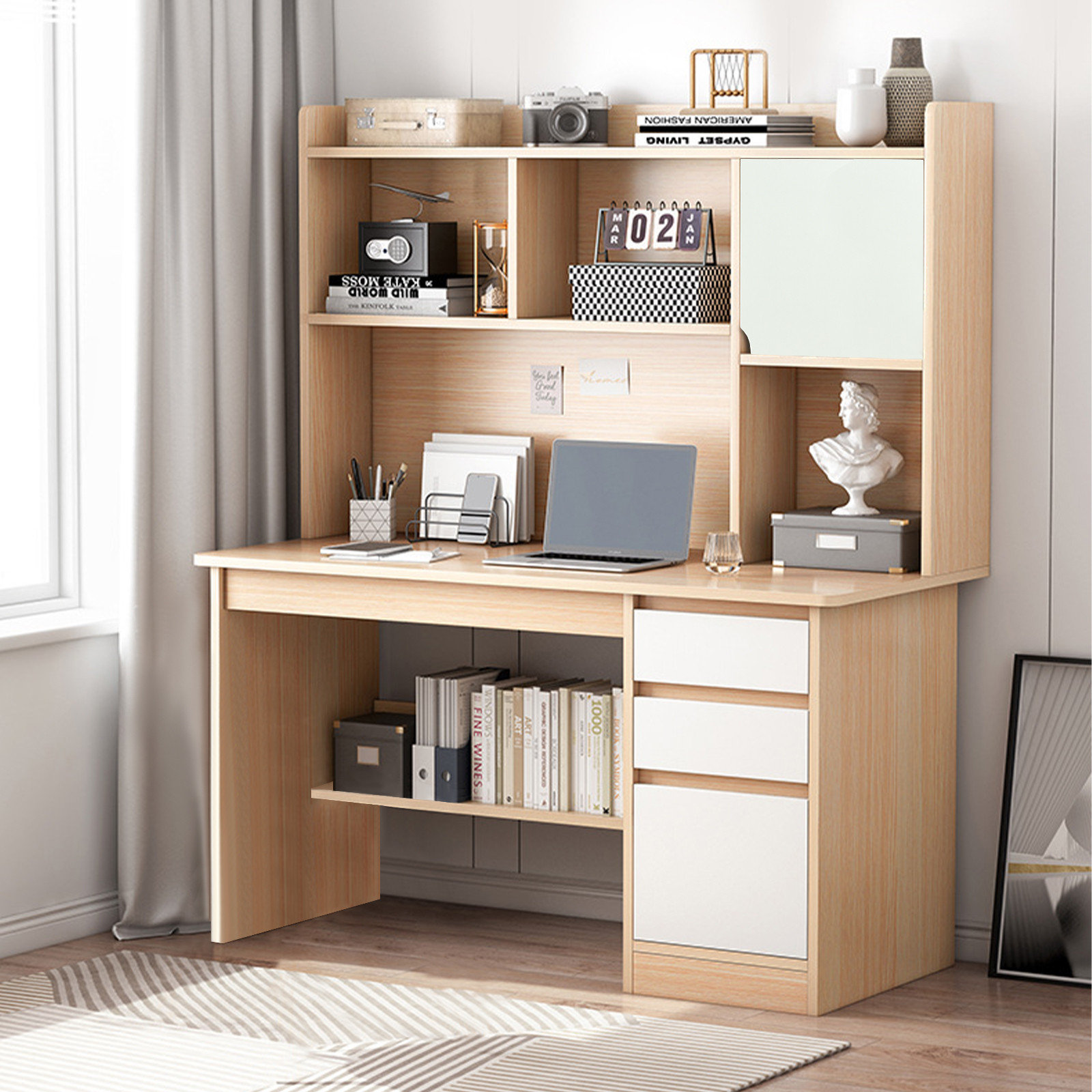 Latitude Run® Desk And Bookshelf Combination Computer Desk Desktop