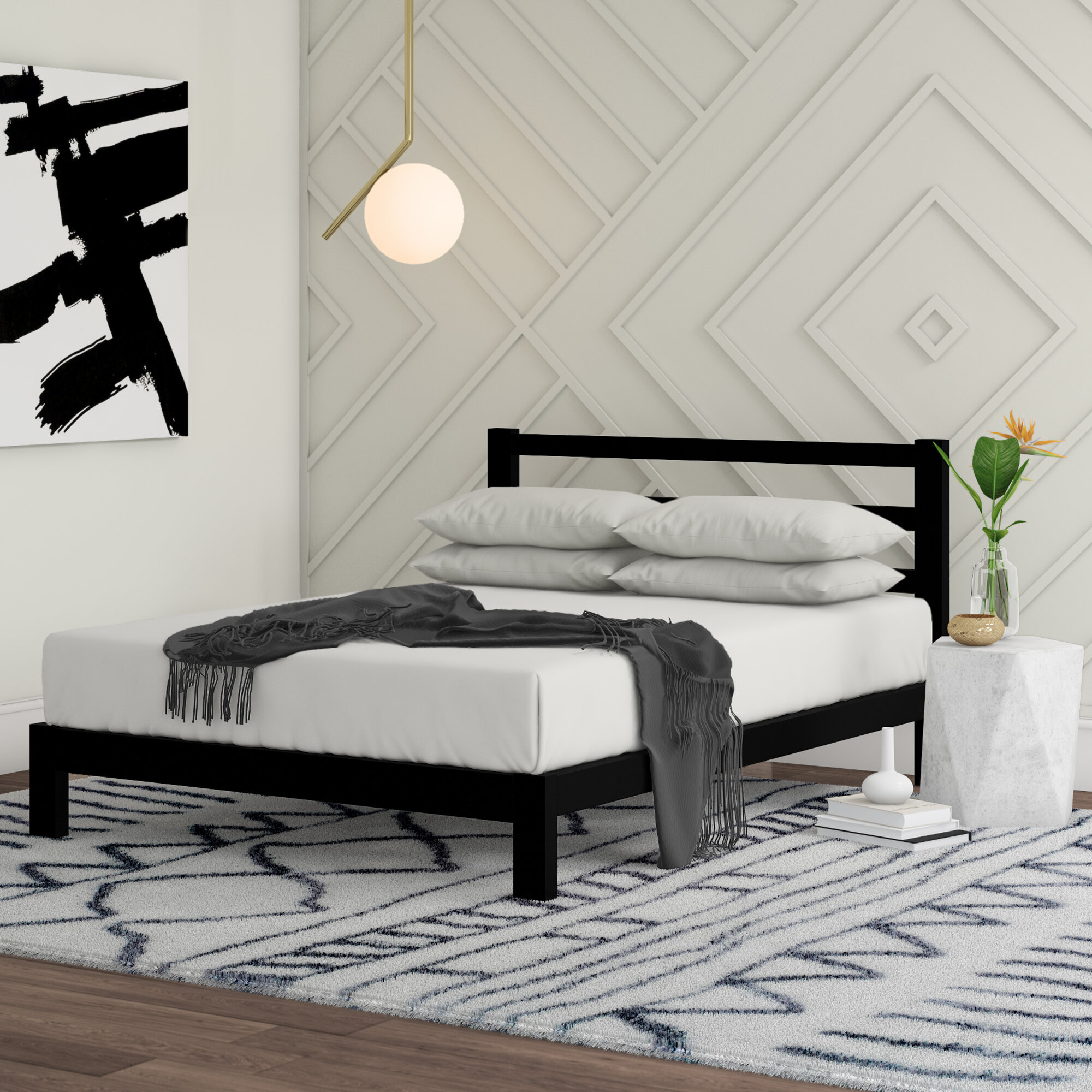 Bedroom Metal Platform Bed Frame Twin Full Queen King Size Home Furniture 
