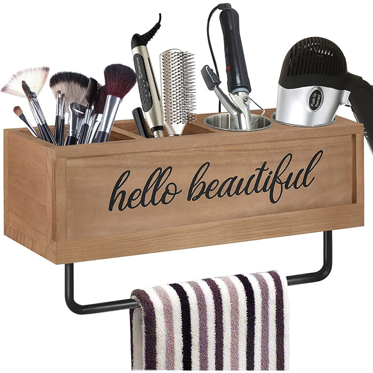 wooden hair dryer holder