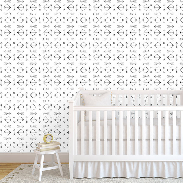Bungalow Rose Motta Arrows And Bows 48 L X 24 W Paintable Peel And Stick Wallpaper Panel Wayfair