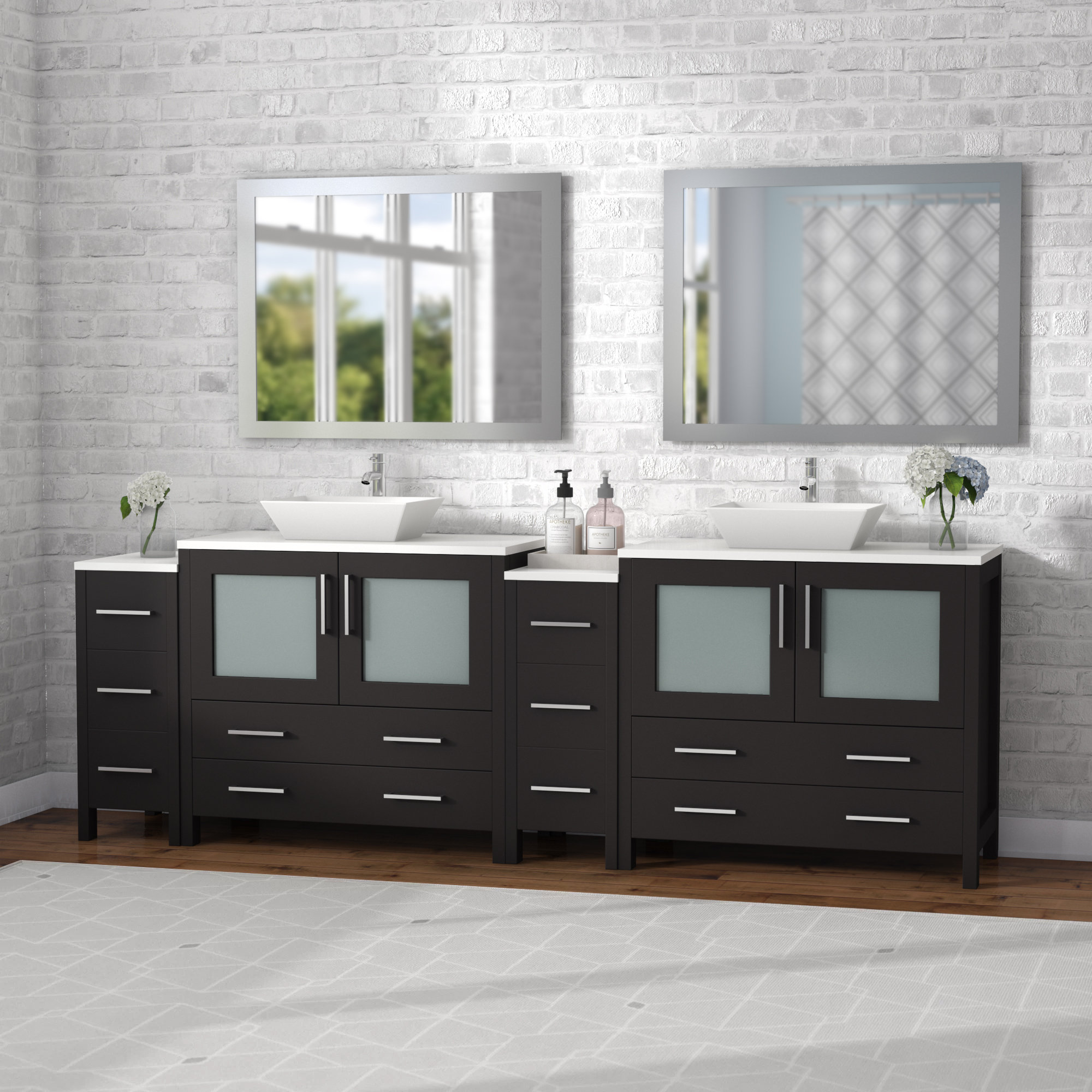 Wade Logan Karson Framed 96 Double Bathroom Vanity Set With Double Bathroom Vanity Set