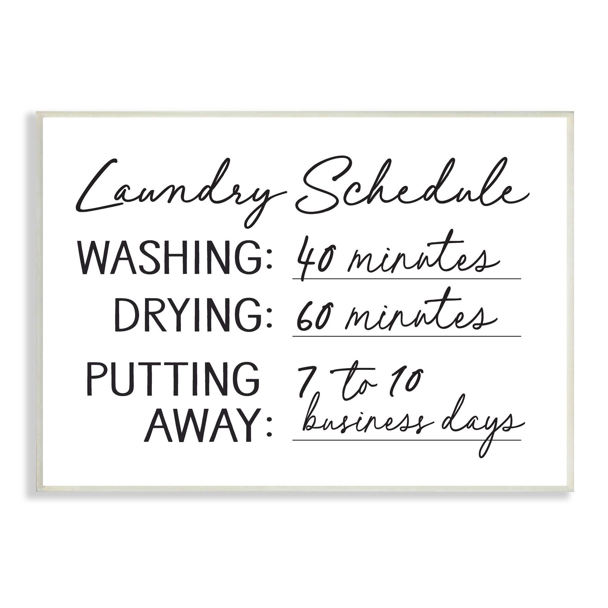 Stupell Industries Laundry Schedule Witty Text Casual Home Sign by