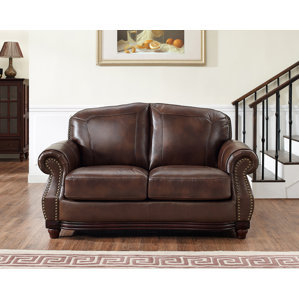 Mendenhall Leather Loveseat by Three Posts