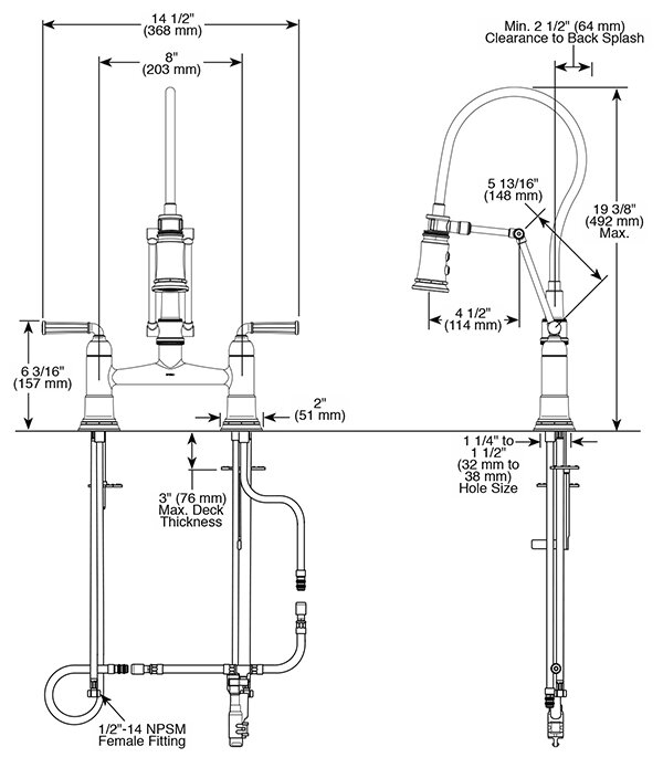 Brizo Rook® Articulating Bridge Faucet with Finished Hose | Perigold