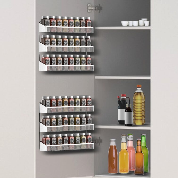 2 Pack 3 Tier Wall Mount Spice Rack Organizer for Cabinet Pantry Door Kitchen 