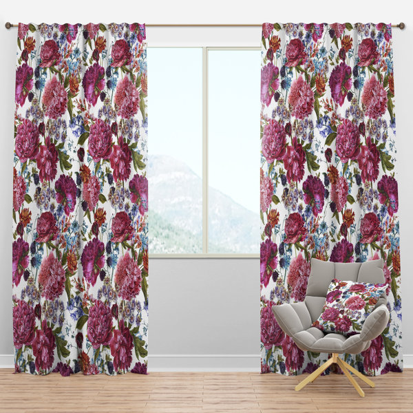 Designart Blooming Peonies Floral Semi Sheer Thermal Rod Pocket Curtain Panels Wayfair