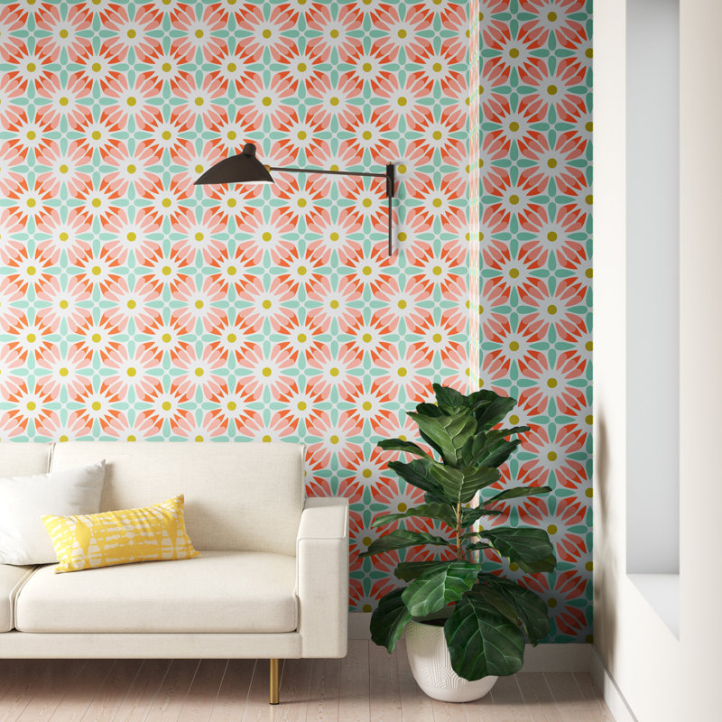 Heather Dutton Crazy Daisy Sorbet Peel and Stick Wallpaper