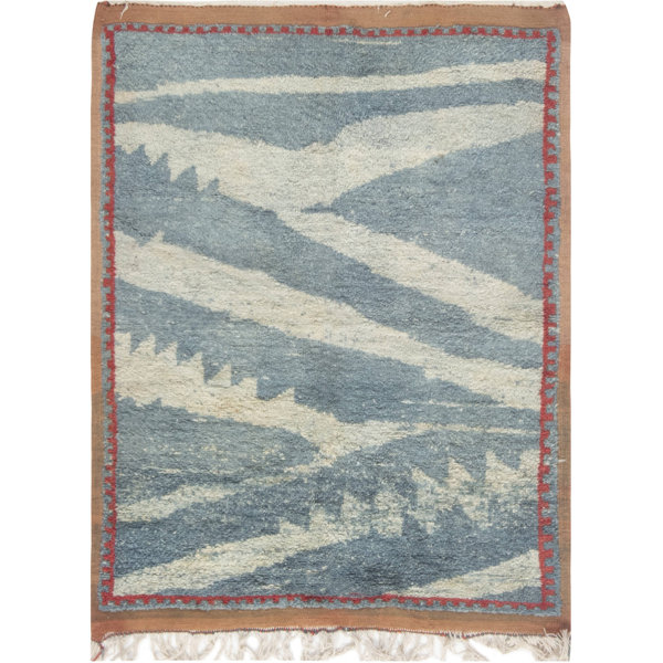 Doris Leslie Blau One Of A Kind Hand Knotted 1950s Moroccan Gray Light Blue 3 10 X 5 1 Wool Area Rug Perigold