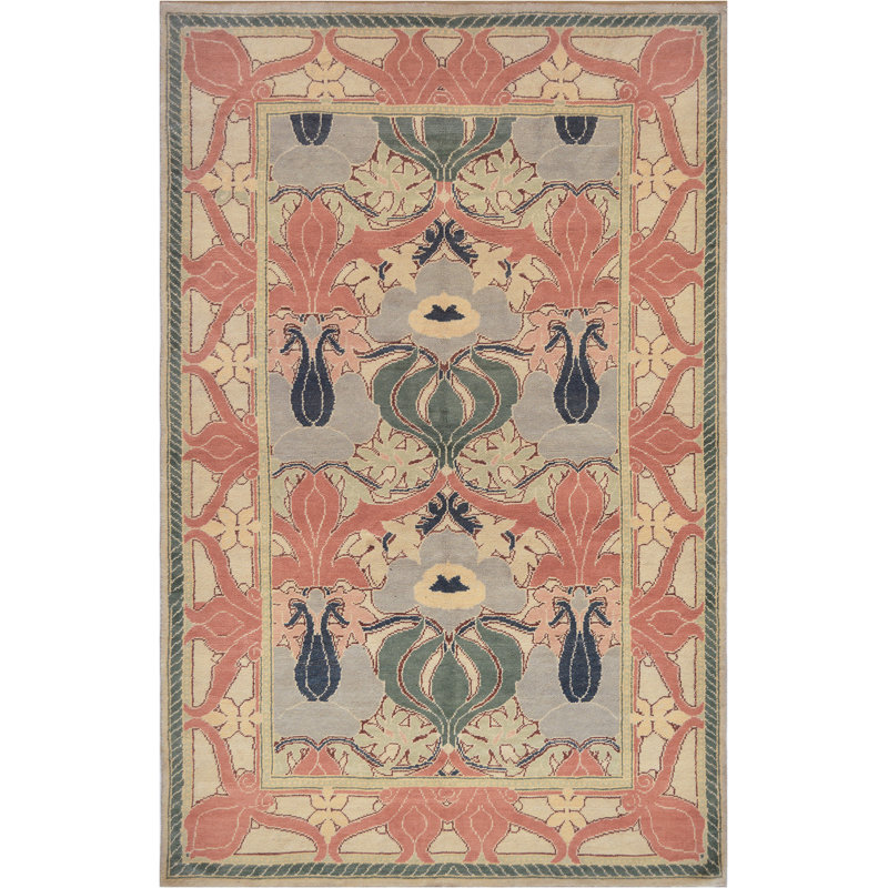 Mansour Arts and Crafts Handmade Wool Beige/Peach Rug